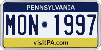 PA license plate MON1997