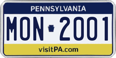 PA license plate MON2001