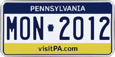 PA license plate MON2012