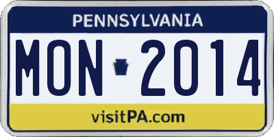 PA license plate MON2014