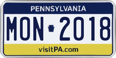 PA license plate MON2018