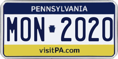 PA license plate MON2020