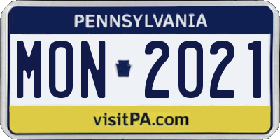 PA license plate MON2021
