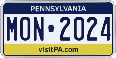 PA license plate MON2024