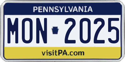 PA license plate MON2025
