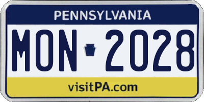 PA license plate MON2028