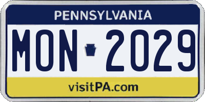PA license plate MON2029