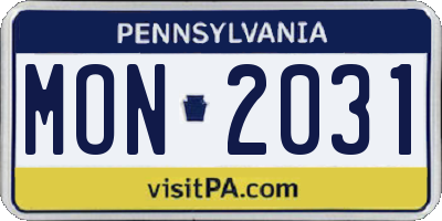 PA license plate MON2031