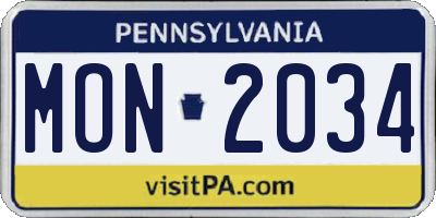 PA license plate MON2034