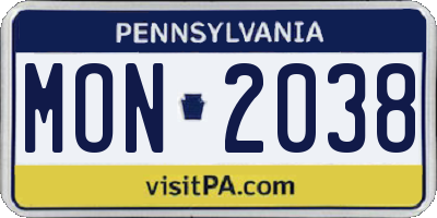 PA license plate MON2038
