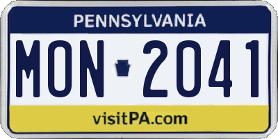 PA license plate MON2041
