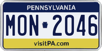 PA license plate MON2046