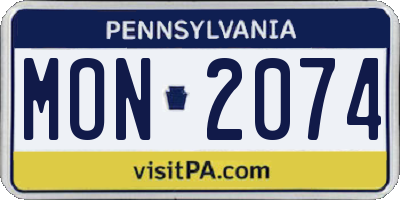 PA license plate MON2074