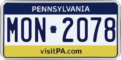 PA license plate MON2078
