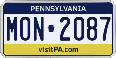 PA license plate MON2087
