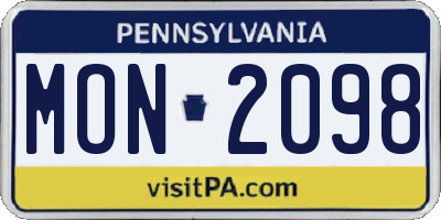 PA license plate MON2098
