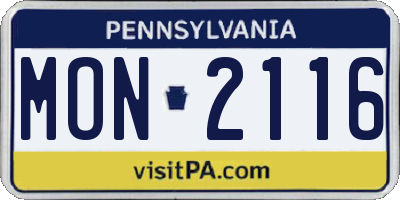PA license plate MON2116