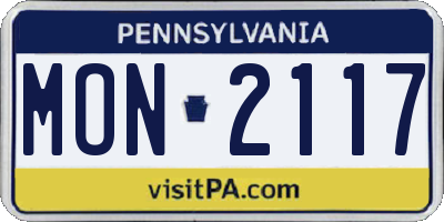 PA license plate MON2117