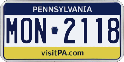 PA license plate MON2118