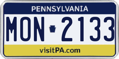 PA license plate MON2133