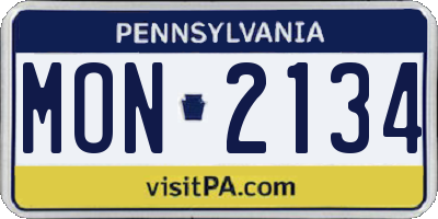 PA license plate MON2134