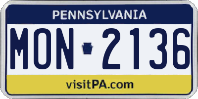 PA license plate MON2136