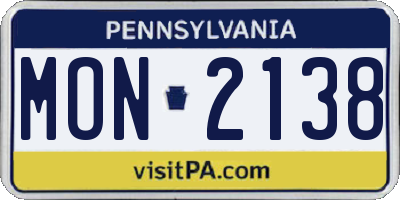 PA license plate MON2138