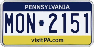 PA license plate MON2151