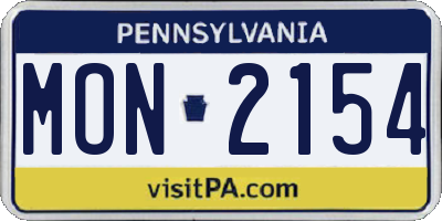 PA license plate MON2154
