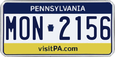 PA license plate MON2156