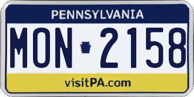 PA license plate MON2158