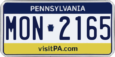 PA license plate MON2165