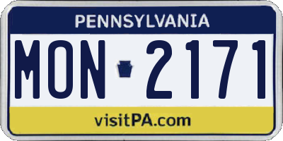 PA license plate MON2171