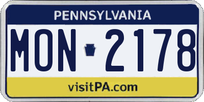 PA license plate MON2178