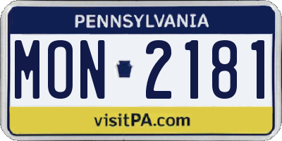 PA license plate MON2181