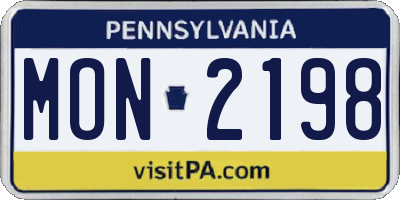 PA license plate MON2198
