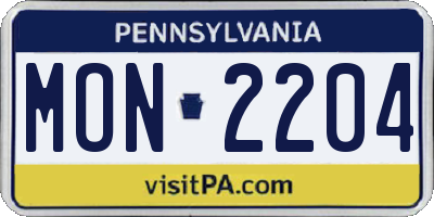 PA license plate MON2204