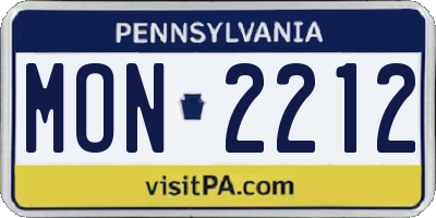 PA license plate MON2212