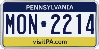 PA license plate MON2214