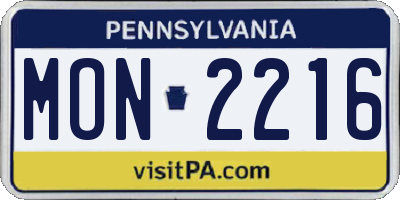 PA license plate MON2216