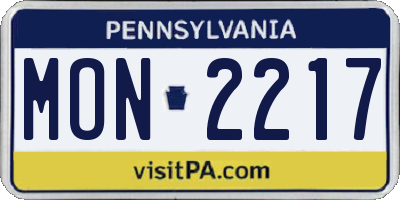 PA license plate MON2217