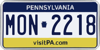 PA license plate MON2218