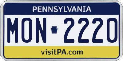 PA license plate MON2220