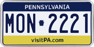 PA license plate MON2221