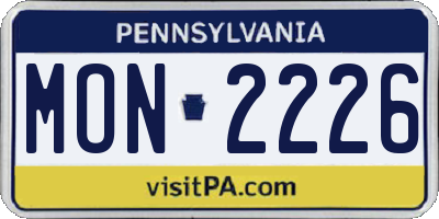PA license plate MON2226