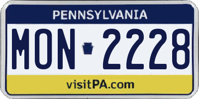 PA license plate MON2228