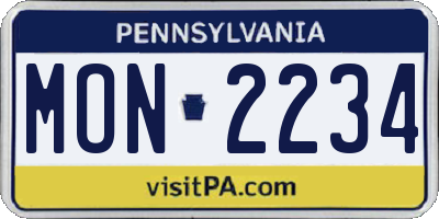 PA license plate MON2234