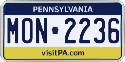 PA license plate MON2236