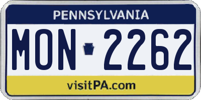 PA license plate MON2262