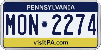 PA license plate MON2274